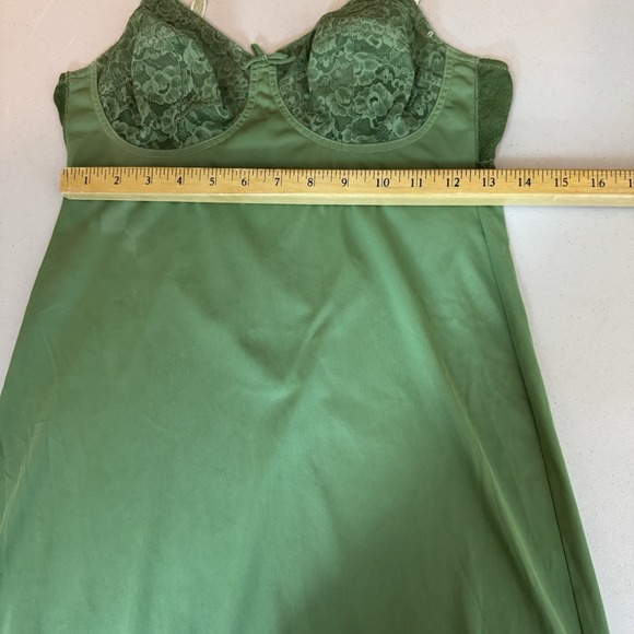 Hollywood Vassarette Green Slip Womens 34C Adjustable Straps Lingerie Lace Retro - Picture 14 of 15